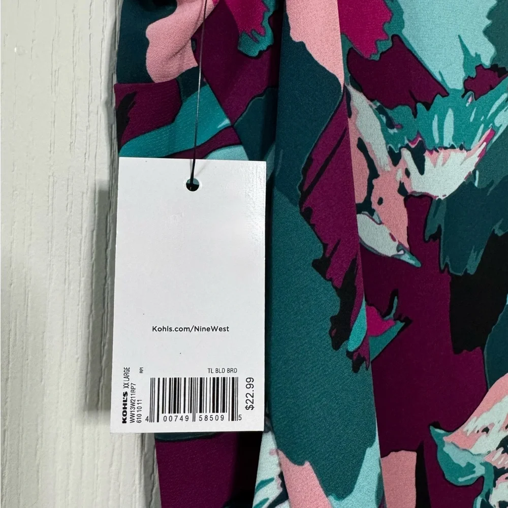 NWT Nine West XXL Pink and Teal multicolored Sleeveless Blouse - Picture 3 of 3